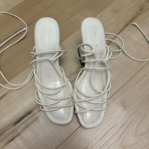 Sam Edelman Cream Strappy Sandal Heels